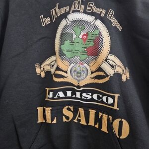 Jalisco El Salto Graphic Hoodie - Black with Gold and Green Print
